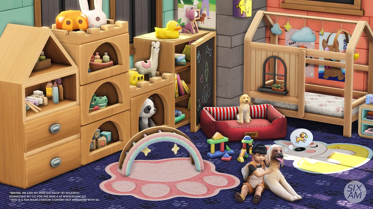 SixamCC's tweet photo. 🐶NEW CC👶

Build a beautiful bedroom for your kids with their bestie fluffy companion bed nearby so they can play, sleep or imagine amazing adventures! 😊 #TheSims4  #TheSims4CC

Get early access now, visit my website. 
▶️Link in bio. https://t.co/CQ9346K6xG