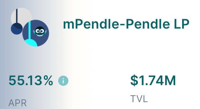 Penpiexyz_io's tweet photo. Supercharge your $PNP earnings with the mPENDLE / $PENDLE pair on Penpie!🔋

With over 55% APR in $PNP tokens, the mPENDLE / $PENDLE pair has already reached an impressive $1.74M TVL!⚡️

Deposit your @PancakeSwap LP tokens on Penpie now and enjoy the rewards!💡 https://t.co/f0ILCI5Ygp