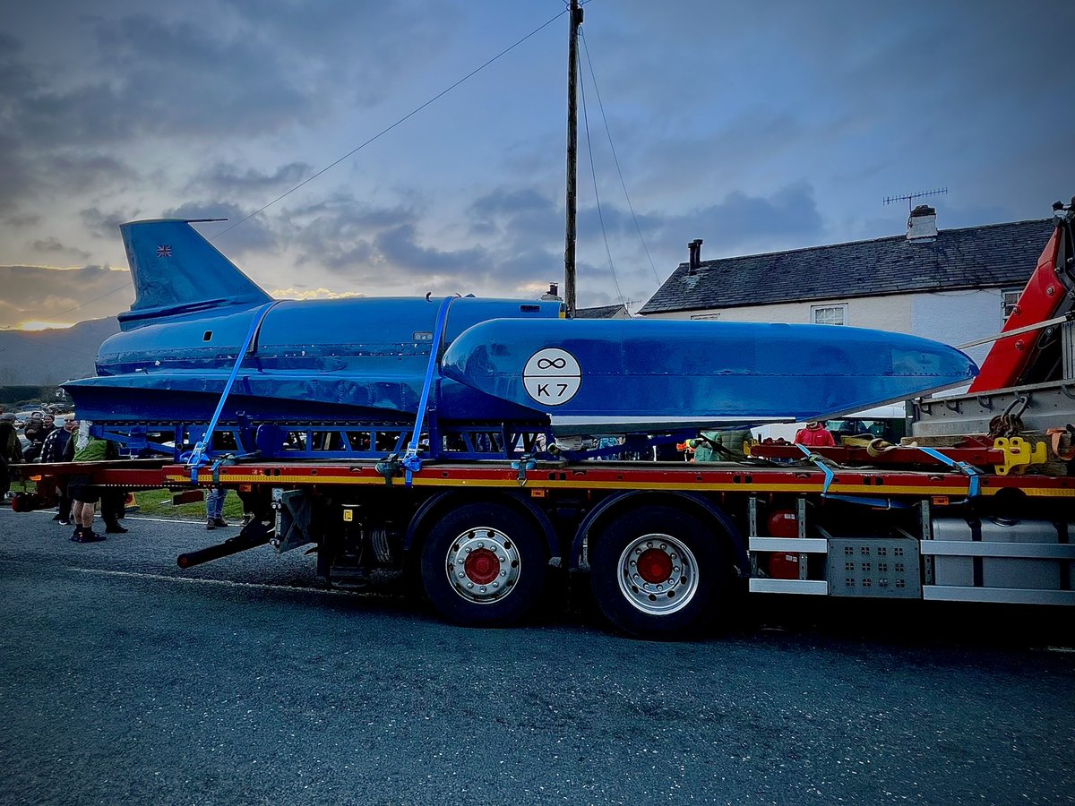 PeterSkyrme's tweet photo. Welcoming Bluebird home this afternoon. Well done Wilsons Arms #torver for organising the blue smoke cannons and @SteelesRemovals for stopping for us all https://t.co/BcYnBI2gLN