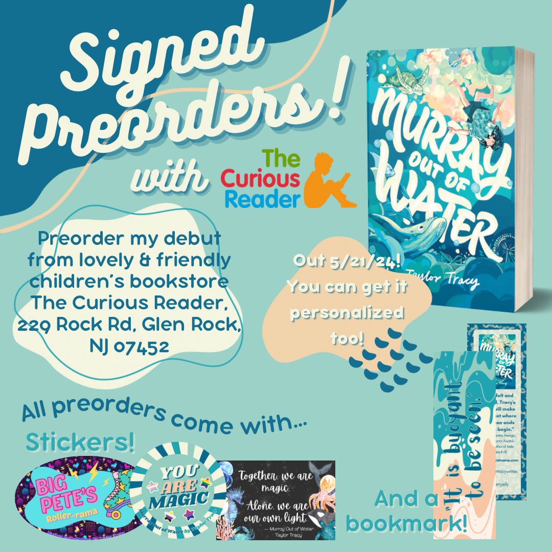 I’m partnering with @curiousreaderNJ for signed (+ personalized, just note in order comments!) copies of my debut middle grade novel in verse MURRAY OUT OF WATER. Order here: thecuriousreaderbooks.indielite.org/book/978006332…