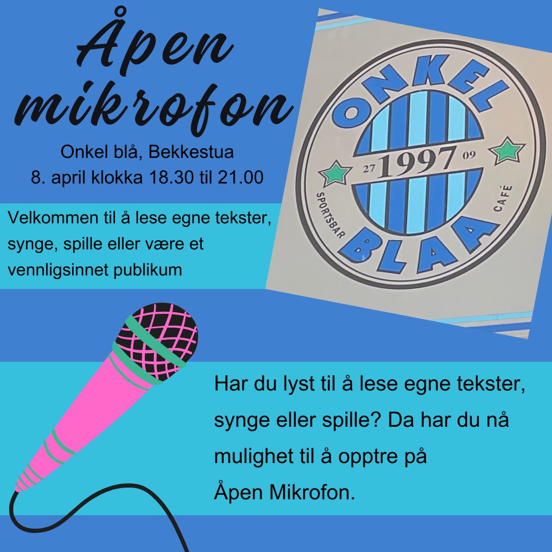 tekstuniverset's tweet photo. Åpen Mikrofon på Onkel Blå, Bekkestua
#åpenmikrofon #onkelblå #onkelblaa hashtag#opplesning hashtag#opptre 
https://t.co/0vBxFmnI7P https://t.co/m7wNwZJJTP