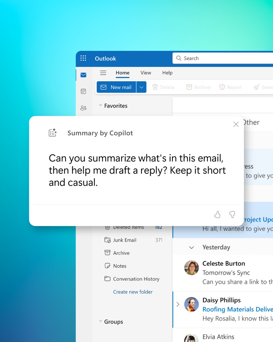 You might be losing an hour of sleep soon, but Microsoft Copilot for Outlook helps you gain it back. See how Copilot summarizes your inbox, so you can catch up fast (and maybe sleep in a little). msft.it/6010ce1tM