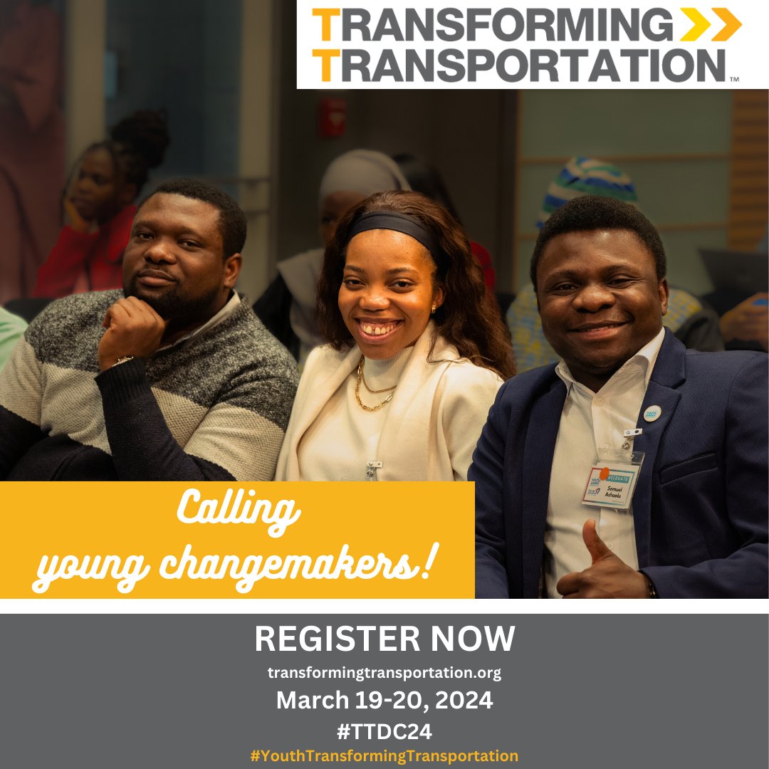 The @WorldBank wants to hear from young changemakers passionate about transport! 🛴🚲🚍 💻Register NOW to attend #TTDC24 on March 19-20 and join the #YouthTransformingTransportation initiative to share solutions for sustainable transport financing: wrld.bg/Sjk550QK1oY