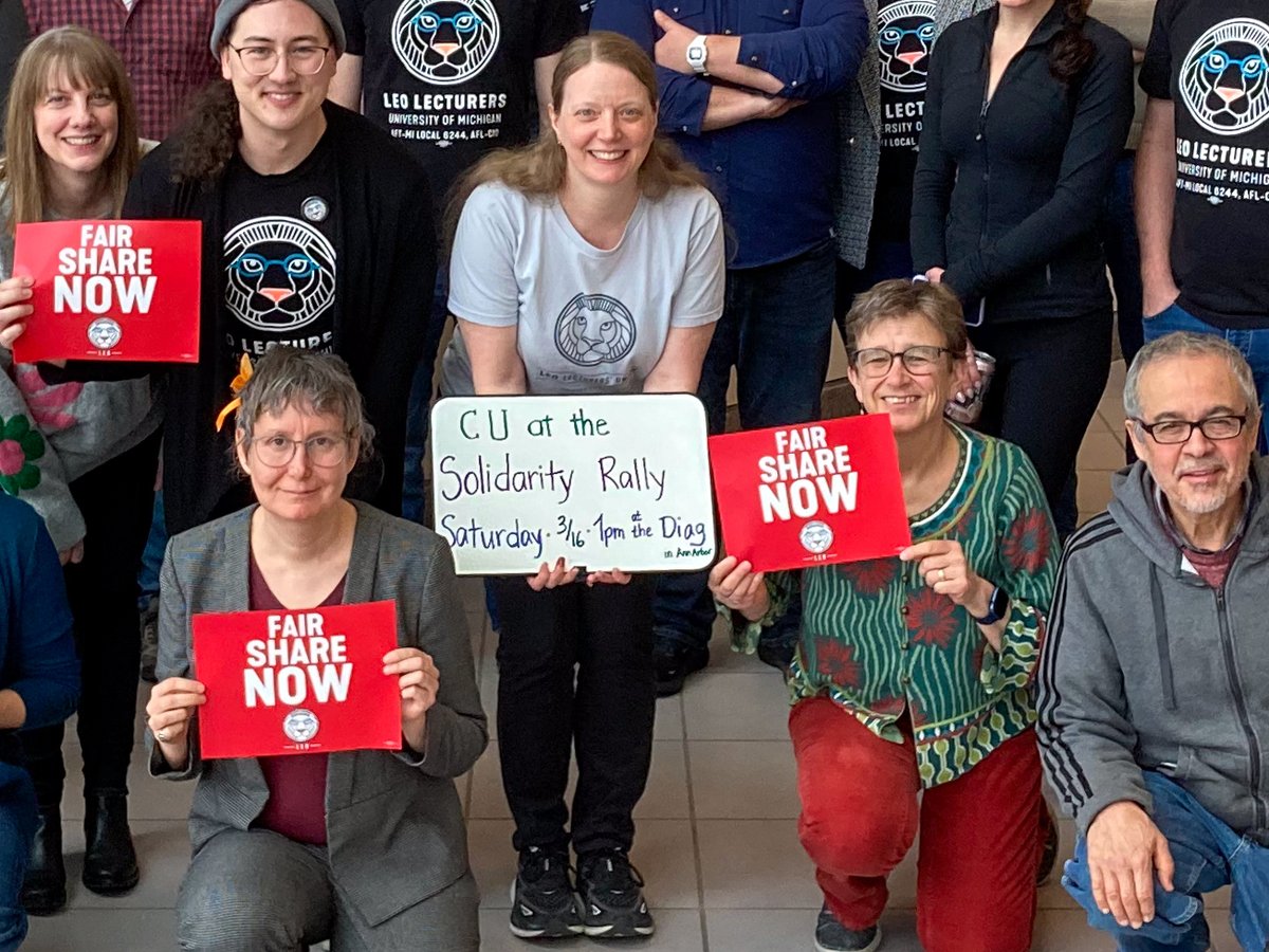 LEOUnionUmich's tweet photo. Reminder that the Union Solidarity Rally has been moved to next Saturday, March 16th, 1pm on the Diag in Ann Arbor. Several labor leaders and allies will be speaking and then we'll stretch our legs a bit around campus! #UPAMM #UMMAP @seiuhcmi @YDSAUMich @UMResstaff @PeoplesMich https://t.co/eEtMFA8J25