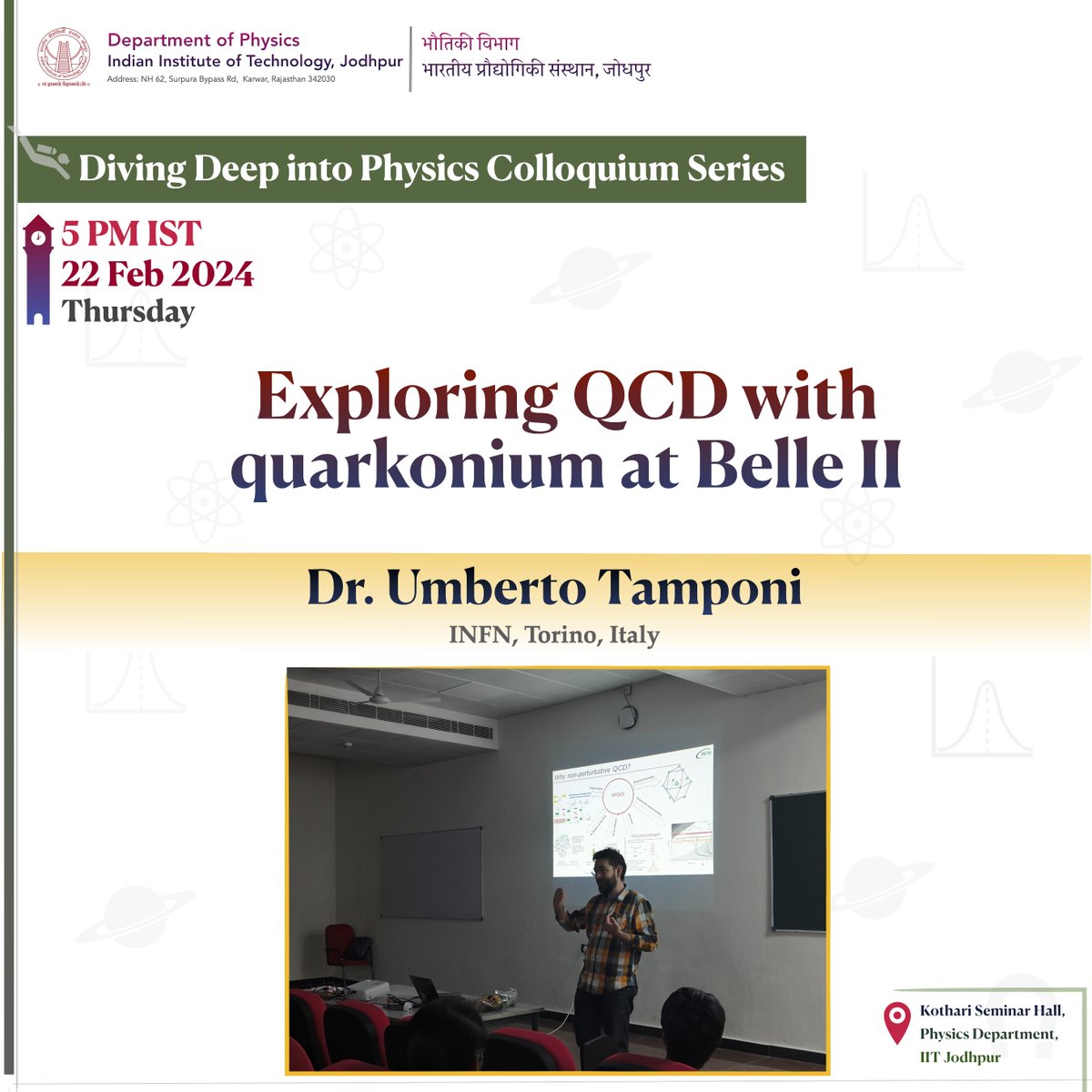 iitj_physics's tweet photo. "Diving Deep into Physics Colloquium/Seminar Series": events highlights from Feb 2024 (Part 2). 

 -- 
Department of Physics 
IIT Jodhpur https://t.co/znqEt3Pw1y