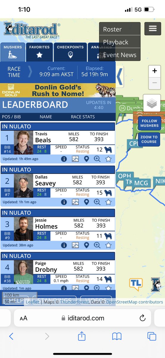 There’s a 4 way tie for first on the Yukon River!