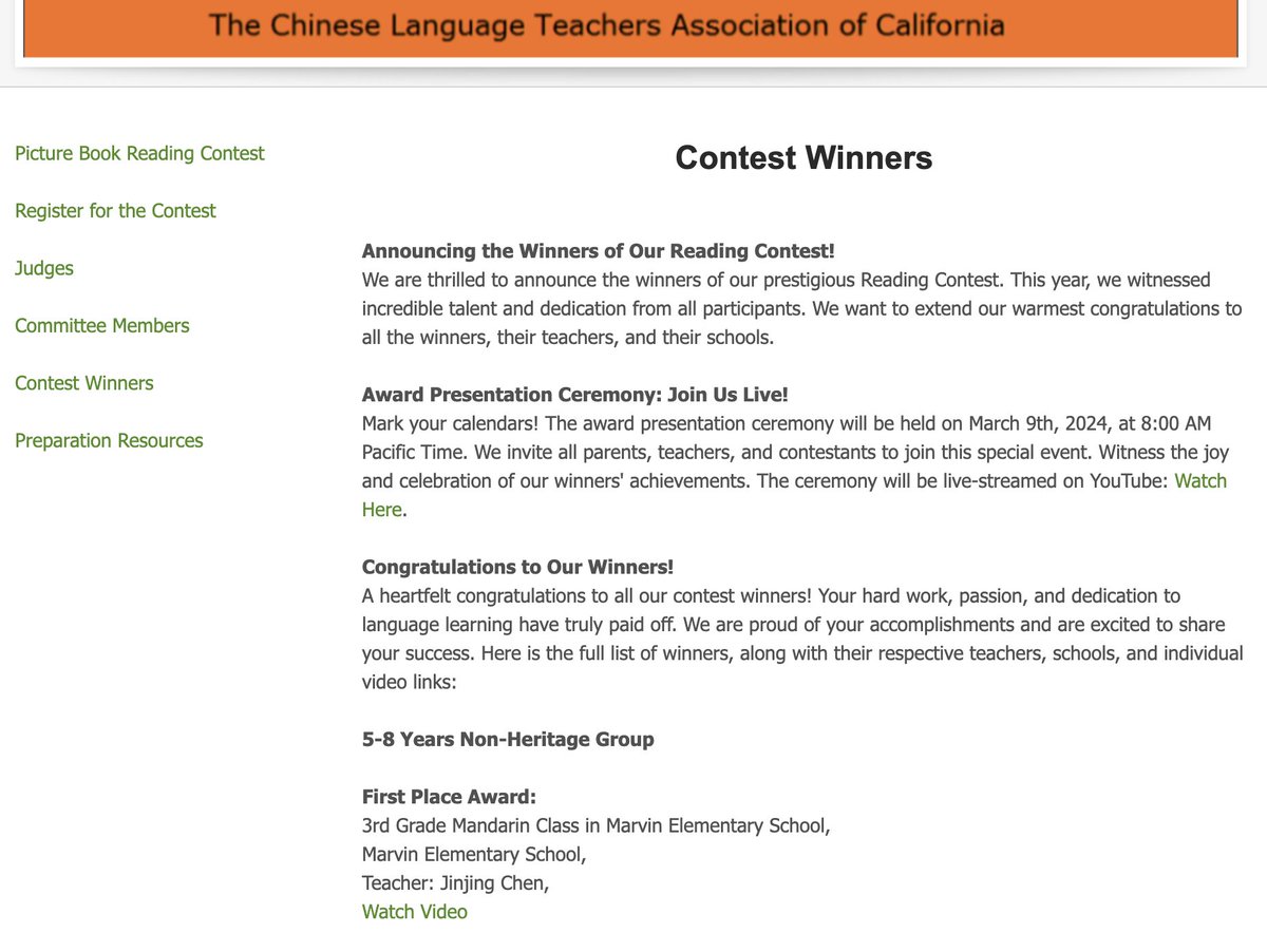 Congratulations to Chen Laoshi @Jinjing_Chen19 @MarvinESNC @UCPSNC and her class on winning 1st Place in CLTA-CA's National Reading Contest! We @ParticipateLrng are SO proud of Chen Laoshi and her class and appreciate all she does! #UnitingOurWorld @UCPSCollegePrep @MrsJGutierrez