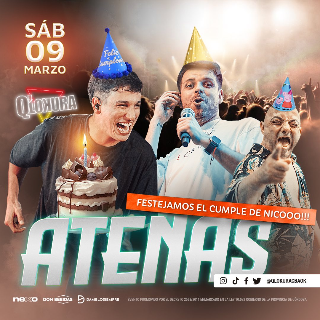 qlokuracbaok's tweet photo. ¡Q’LOKURA EN ATENAS! 🤩🤩🤩
SORTEO ENTRADAS DOBLES! 🎟️
1- Seguinos a nosotros  (si o si)
2- Etiqueta a un amigo/a, comenta tu nombre apellido y últimos 3 del dni.
3- Rt y ya estas participando.

Ganadores  22hs. https://t.co/zcZSxkC3IL
