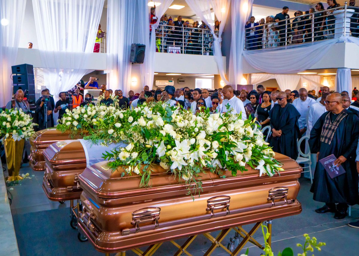 jidesanwoolu's tweet photo. Today was the funeral service and internment ceremony of my dear friend, Herbert, his wife, Doreen, and their son, Chizi. 

We gathered to pay our respects, sharing heartfelt eulogies and offering support and solace to the family during this difficult time. 

Though the pain of loss remains, the memories we hold dear of Herbert Wigwe, his wife, and their son will always keep their spirit alive in our hearts.

Rest in peace, my brother and friend.