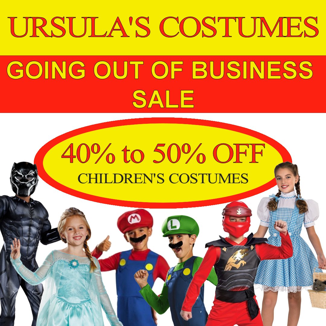 UrsulasCostumes's tweet photo. Ursula's Costumes is going out of business.  2516 Wilshire Blvd., Santa Monica, CA 90403  #costume #goingoutofbusiness #goingoutofbusinesssale #closing #sale #santamonica #kidscosumes #costumes #childrenscostumes https://t.co/928uIrMNck