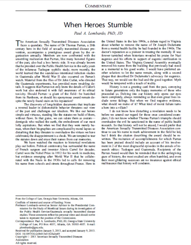 University of Wisconsin takes different approach to provide historical context to campus buildings with names of people who supported eugenics. I wrote about a similar quandary involving Thomas Parran in this 2013 article: