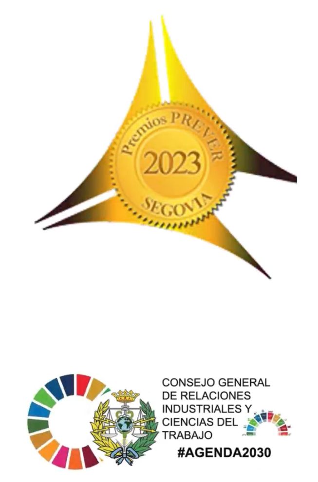 policia's tweet photo. La comisaría de Segovia y el Área de Coordinación de Prevención de Riesgos Laborales de @policia han recibido la Medalla de Oro con distintivo rojo en la 25 edición de los premios #PREVER 

Los galardones se han entregado durante las jornadas técnicas de PRL y RSC organizadas por el Consejo General de Relaciones Industriales y Ciencias del Trabajo de España