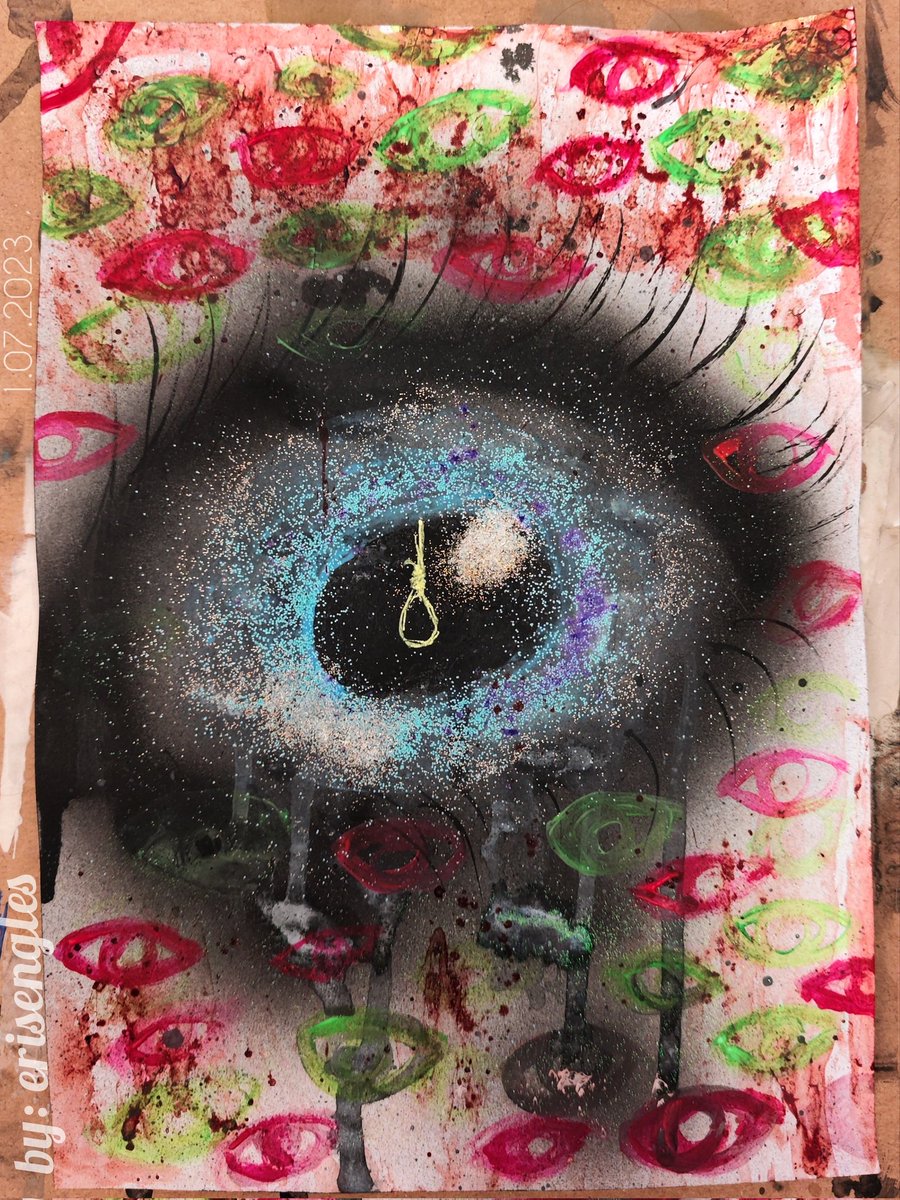 _
𓊈𒆜 Finally See the Way Out 𒆜𓊉

🎨 acrylic paints, inks, gelpens, glitters, and my blood.

#bloodart #surrealart #psychologicalart #ventart #artmoots #artwork