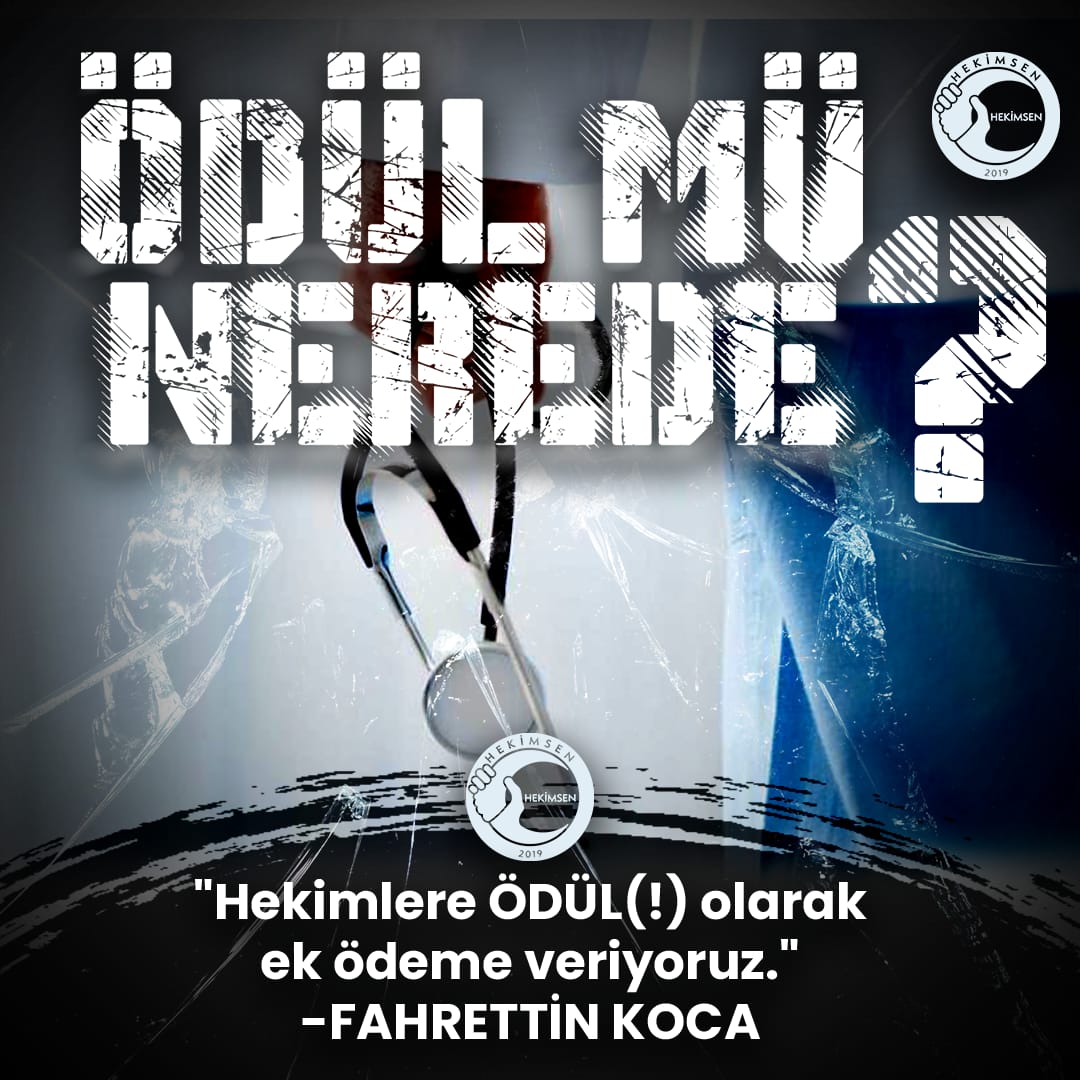 Sağlık Bakanı Sn.<a href="/drfahrettinkoca/">Dr. Fahrettin Koca</a>'nın devamlı dile getirdiği "hekimlere ÖDÜL(!) olarak ek ödeme veriyoruz", söylemlerine karşılık, Hekimsen olarak hekimlere "Emekliliğe Yansıyan Tek Kalem Maaş " vurgusu ile cevap vermemize rağmen, hekimlerin sorunlarına kulak tıkamakta ustalaşan