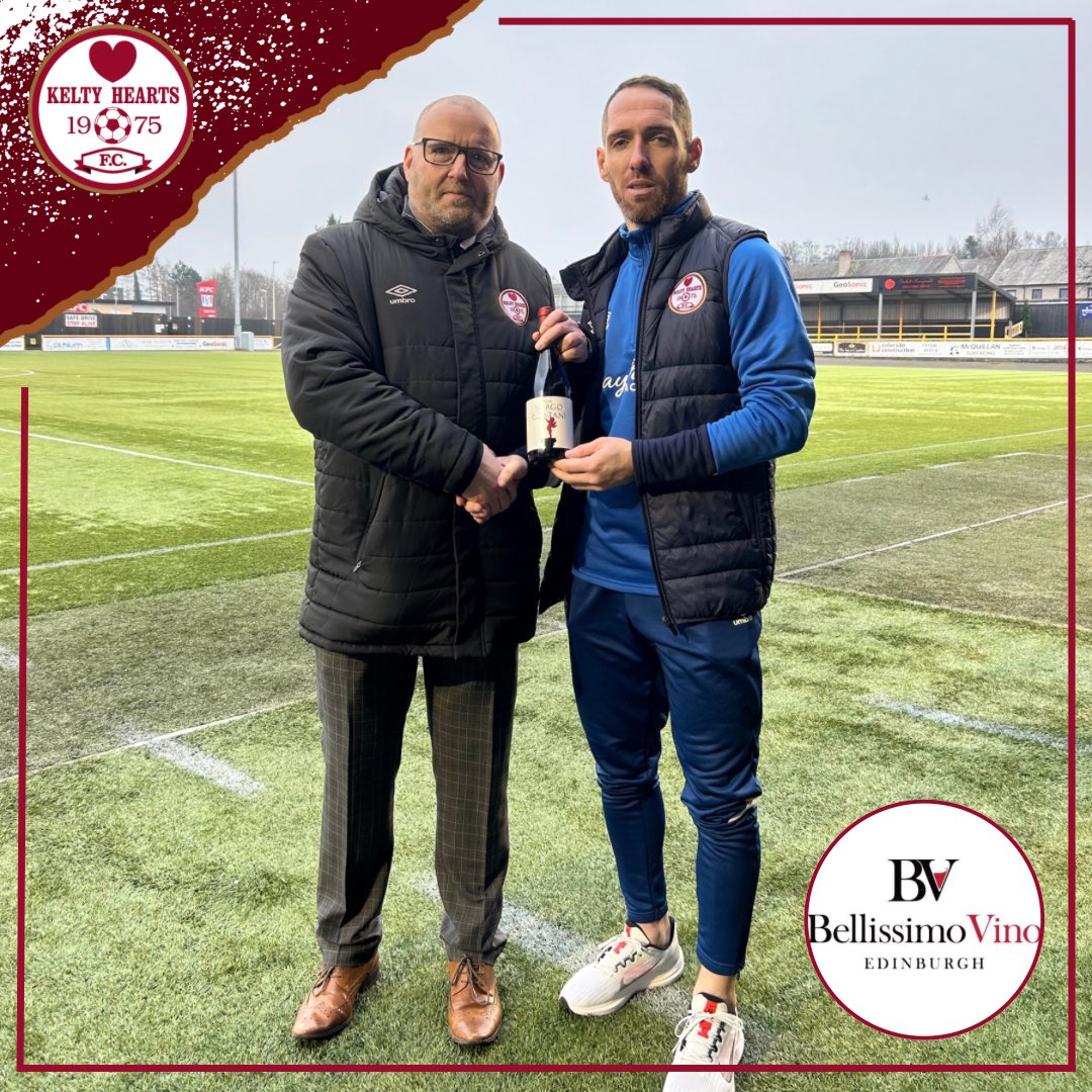 🍷 𝐁𝐞𝐥𝐥𝐢𝐬𝐬𝐢𝐦𝐨 𝐕𝐢𝐧𝐨 '𝐌𝐚𝐧 𝐨𝐟 𝐭𝐡𝐞 𝐌𝐚𝐭𝐜𝐡'

Club Secretary, Garry Grandison, presented our Man of the Match with a bottle from <a href="/Bellissimo_Vino/">Bellissimo_Vino_Edinburgh</a> after this weekends SPFL League One fixture. 

#ManOfTheMatch | #OneCommunityOneClub