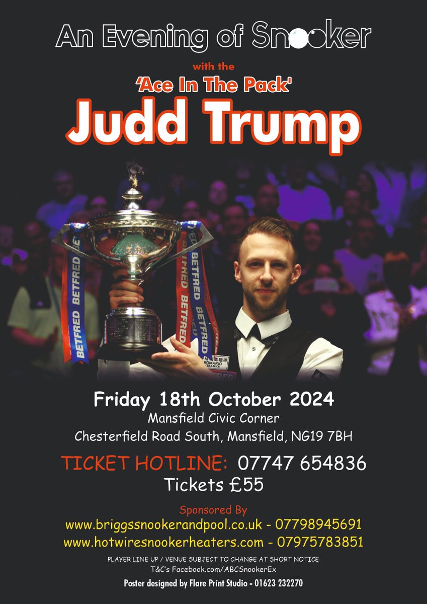 All pre-paid tickets have been posted. If you've not got yours yet - be quick! Already 75% sold-out. Call me on 07747654836. @juddtrump @announcerphil