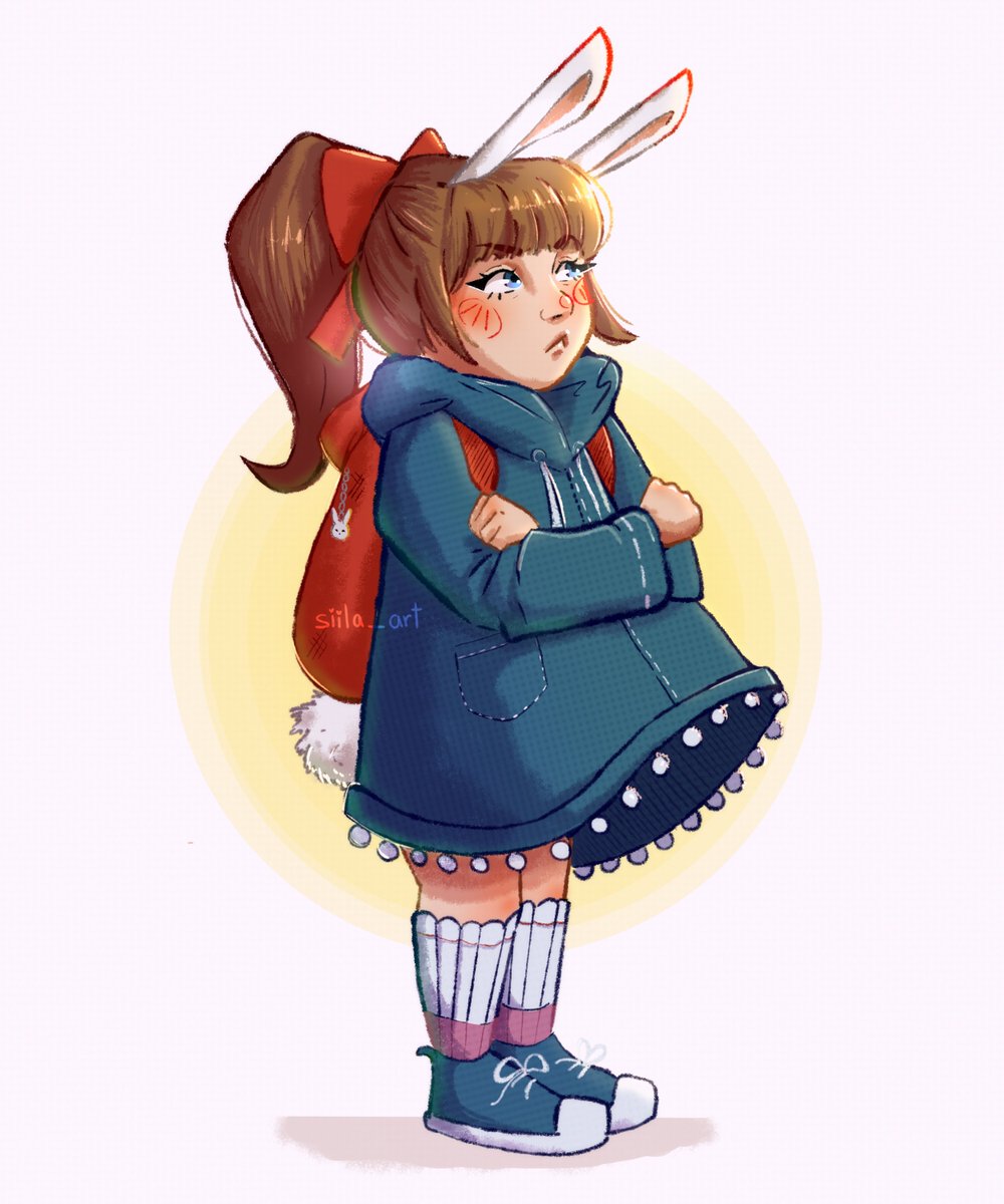 shiila_art's tweet photo. The other day I saw this little girl with a very big jaket and big bag while looking a bit grumpy in the street, so I've decided to made an OC based on her🐰

#OC #artistsontwitter #artistsupport https://t.co/5NdZtPlKCe