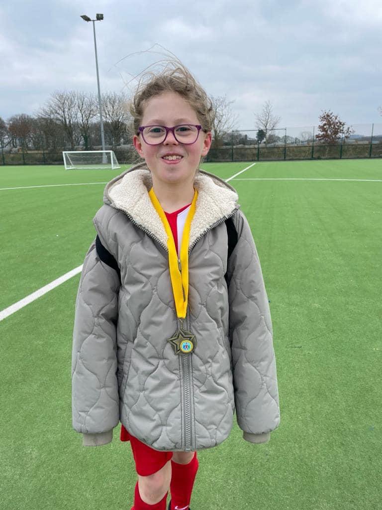 On Friday, our girl’s teams from Y1 to Y6 took part in the biggest ever girls football festival at Rainford High. They had a fantastic day!! 

Alice who was chosen out of ALL the participants by the coaches for being the girl showing superb sportsmanship! What a superstar! ⭐️⭐️⭐️