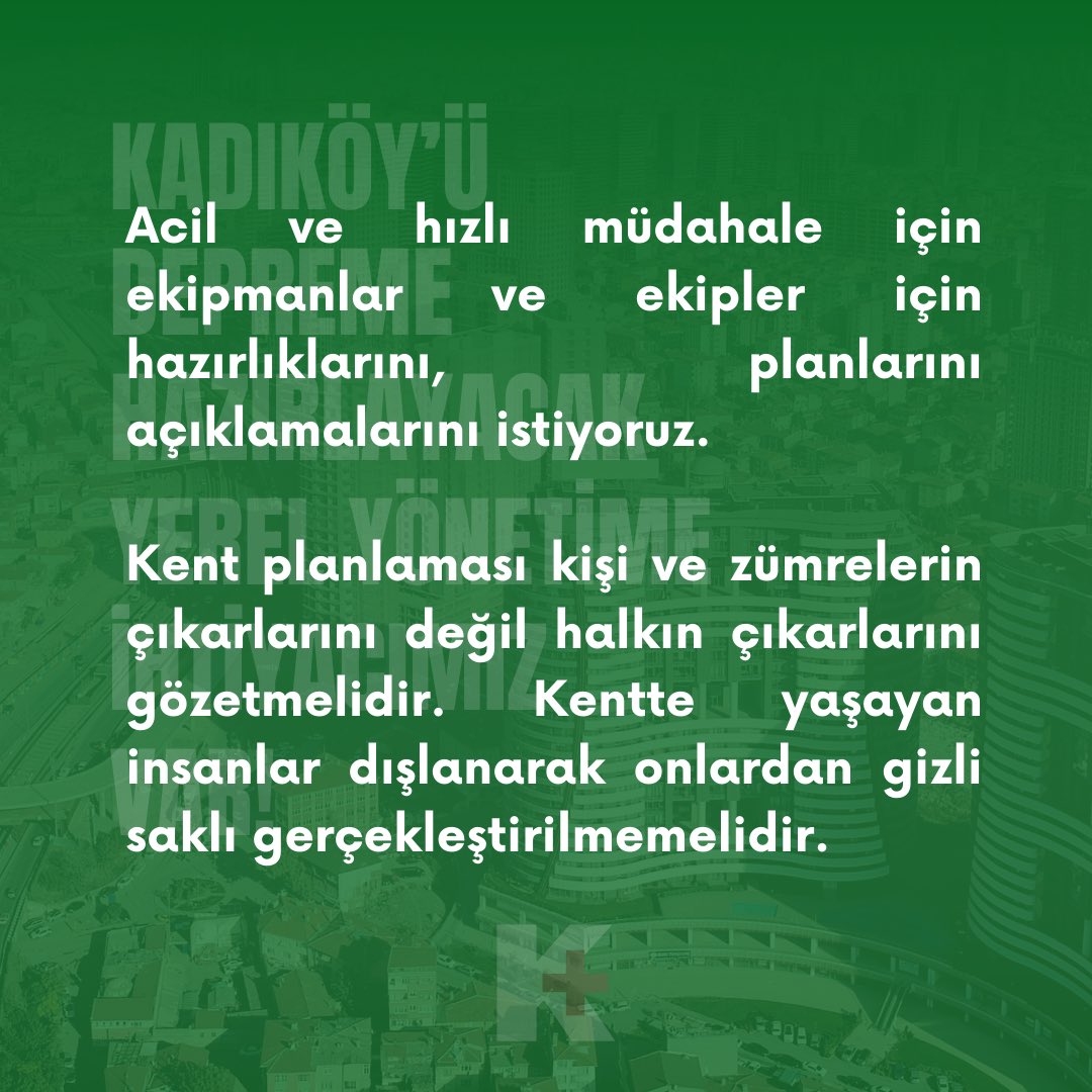 KADIKÖY’Ü DEPREME HAZIRLAYACAK YEREL YÖNETİME İHTİYACIMIZ VAR❗️