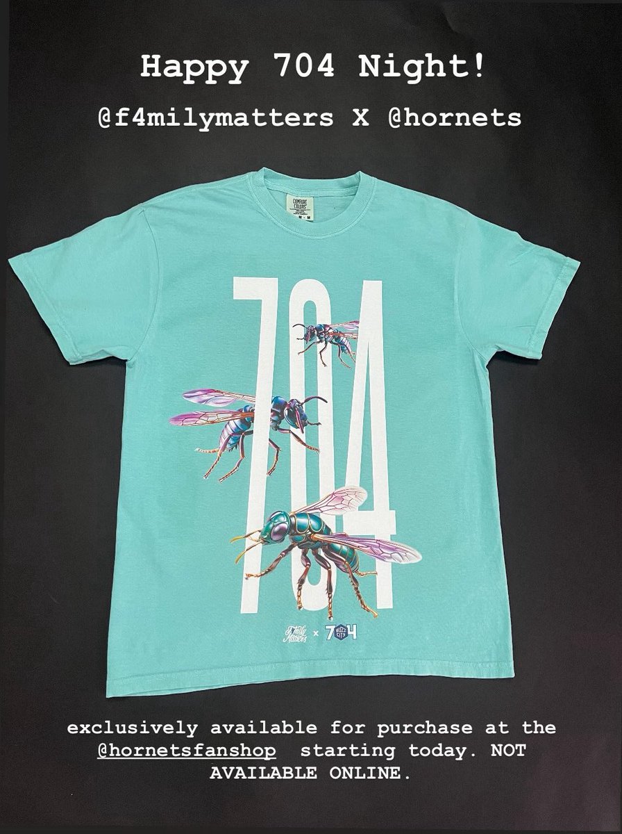 704 night TONIGHT! Exclusive collaboration available in the hornets fan shop.