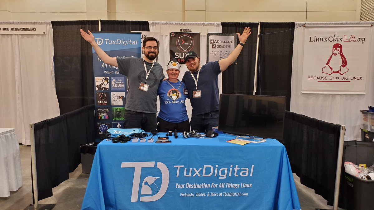 DestLinuxPod's tweet image. In just 5 days join the #DestinationLinux podcast crew at the @socallinuxexpo #SCaLE21x March 14-17, 2023 Pasadena, CA!
😂🎉🐧🐧🐧
Visit us at our booth #420
for swag & prizes!
& use promo code TUX to get 50% off your SCaLE pass!
#Linux #opensource
register.socallinuxexpo.org/reg6/