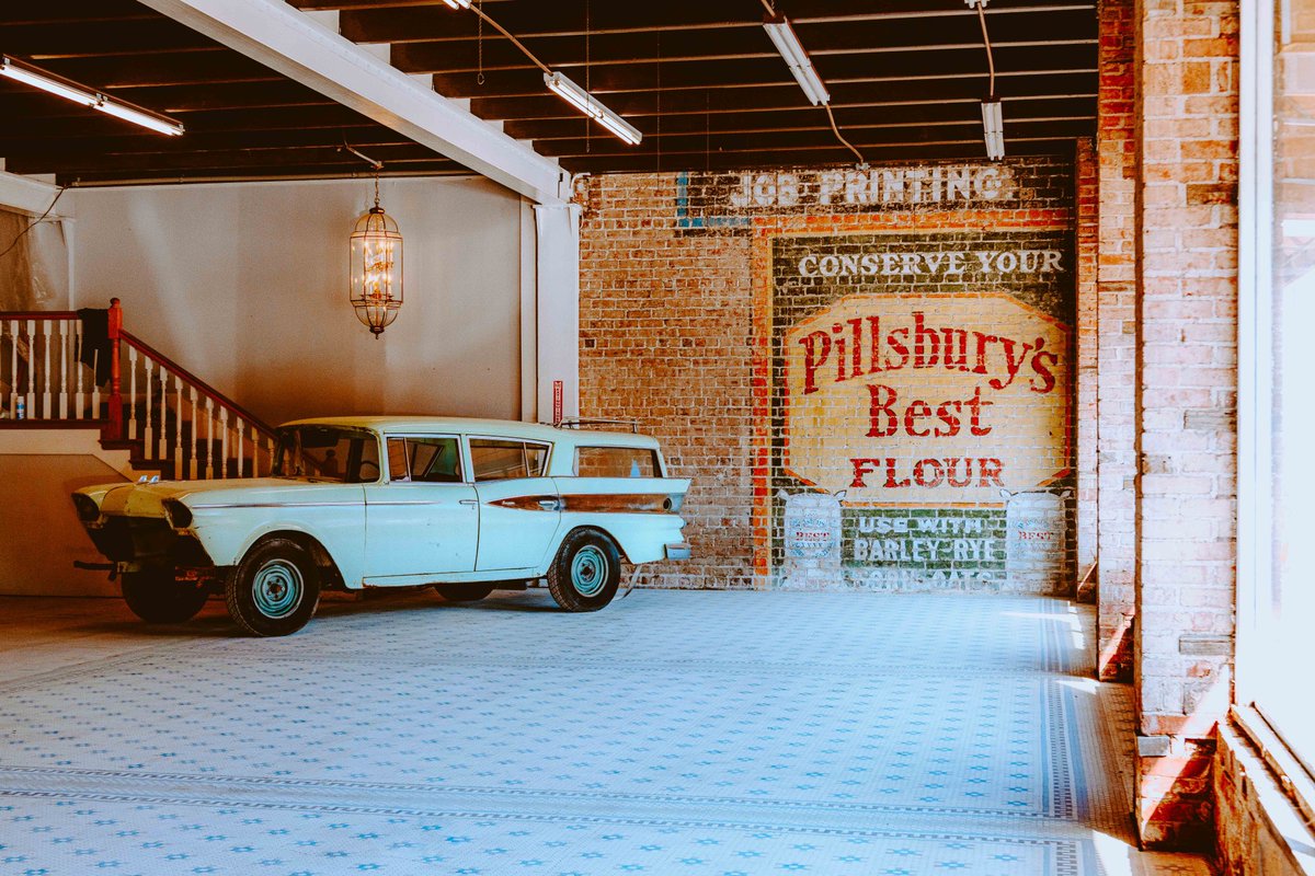 SKemp_97's tweet photo. Another digital vs. film comparison from the old Bryan Furniture building in downtown Herrin. The tile floor and painted advertisement were discovered multiple layers down, and are apparently from the time of the first business in the building close to 100 years ago.

#shotonfilm https://t.co/y4Gepuxurg