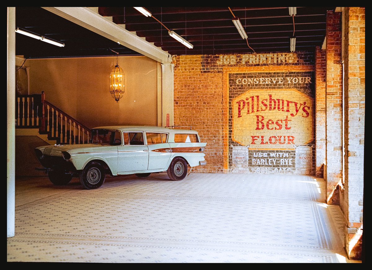 SKemp_97's tweet photo. Another digital vs. film comparison from the old Bryan Furniture building in downtown Herrin. The tile floor and painted advertisement were discovered multiple layers down, and are apparently from the time of the first business in the building close to 100 years ago.

#shotonfilm https://t.co/y4Gepuxurg