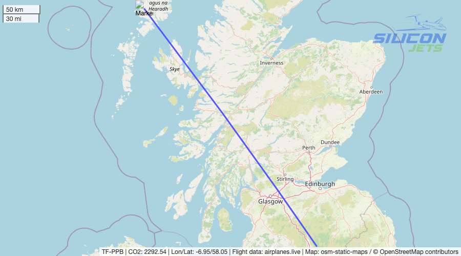 TestLumberjack's tweet image. TF-PPB (#gulfstream G650ER reportedly used by #testuser) no longer detected in flight. Emissions est. 2418 kg #CO2 (compared to 125 kg flying commercial). #CO2emissions