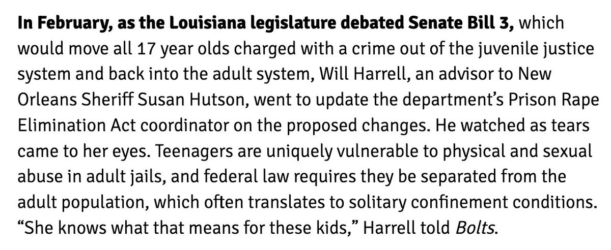 New Louisiana gov Landry's special crime session passed 37 new laws that will send more people to prison for longer, including moving *all* 17 year olds into the adult system. This is how people who work at the New Orleans jail are reacting: boltsmag.org/louisiana-spec…