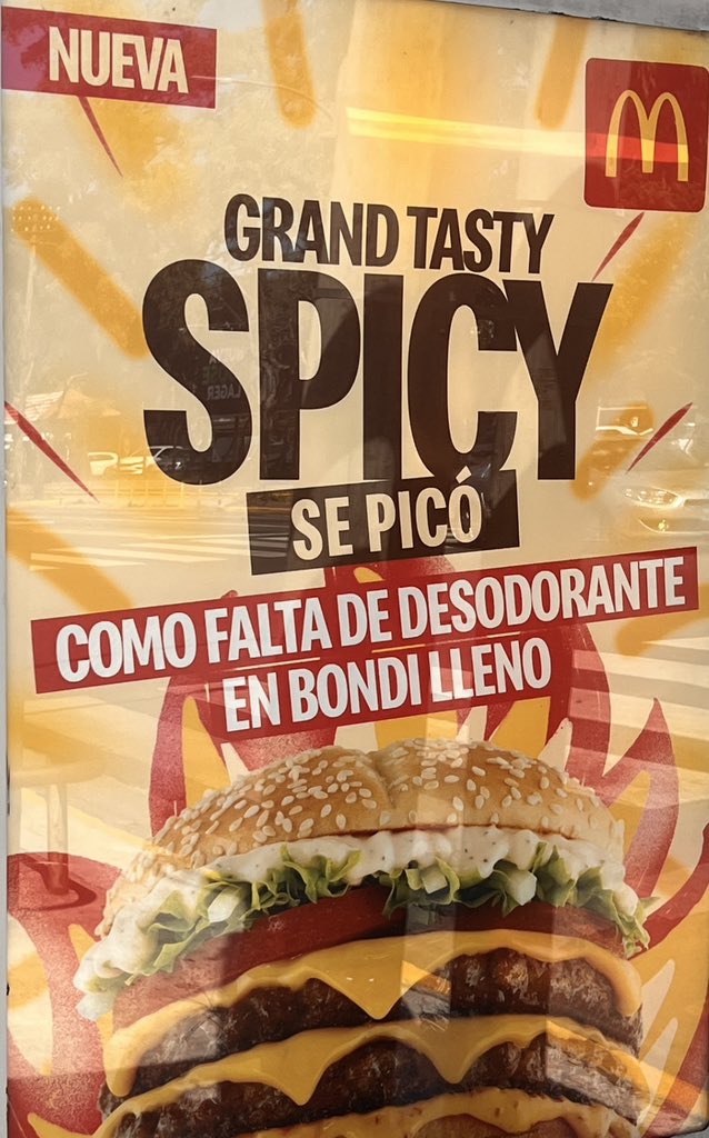 Me pregunto cuál es el target que puede leer esto y querer comer una hamburguesa.

¿Con qué público intenta conectar? ¿Qué necesidad satisfacer?

En Argentina “bondi” es una manera habitual de llamar al bus o colectivo.

#marketing #comunicación #publicidad #productmarketfit