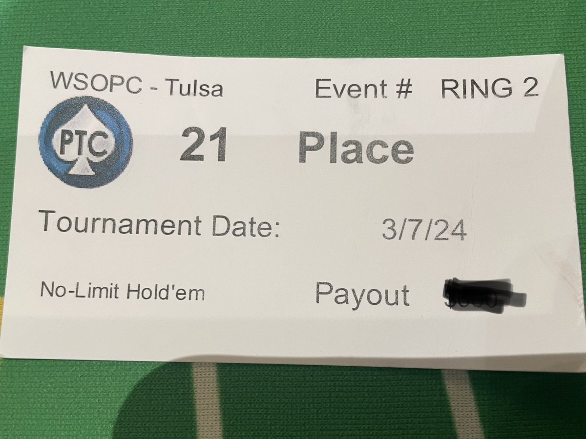 jmartinx4's tweet photo. So far so fun! Cashed one for two. Back grinding Sunday. Been a fun tournament so far. Everyone’s been fun to play with. https://t.co/PJsCR2nALn