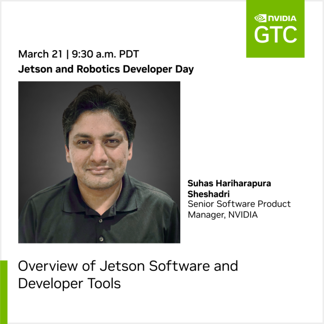 Join #GTC24 Jetson and Robotics Developer Day for an overview of the NVIDIA Jetson platform for Edge AI and robotics app development. Get insights on accelerating your journey in vision AI and industrial applications with the #NVIDIAJetson. bit.ly/3wN0PW0