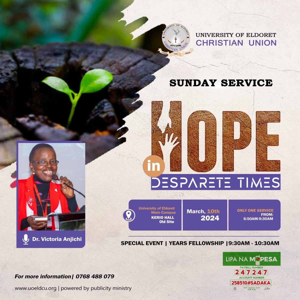 uoecu_org's tweet photo. UoECU invites us to our Sunday fellowship, 10th March, 2024 at Kerio Hall. We'll only have one service to allow for the year fellowships thereafter. Our speaker will be Patron Dr. Victoria Anjichi and our topic is ' Hope in desperate times.' Welcome indeed. # welfare giving. https://t.co/jkVoBgFamh