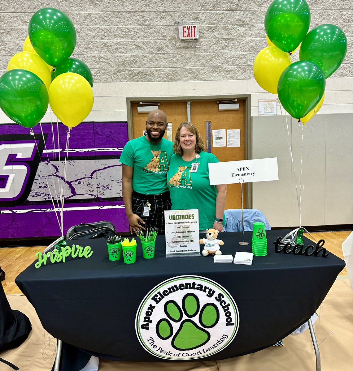 Excited to talk with potential Cougars! Are you a dynamic, dedicated educator? Be sure to stop by and see us at the @wcpss job fair today from 9-12! 💛💚🐾 <a href="/KatieCaggia/">Katie Caggia</a> <a href="/MrWClark/">Wesley Clark</a>