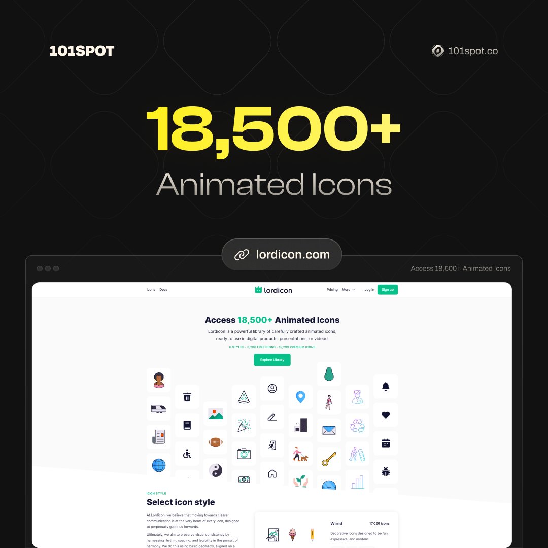 101spot's tweet photo. Lordicon is a powerful library of carefully crafted animated icons, ready to use in digital products, presentations, or videos!
๐Check the website: https://t.co/RrC5ZyvRqs
#uitips #uxtips #UIUX #designtips #uixdesign #uidesign #uxdesign https://t.co/LNJc3FkJEP