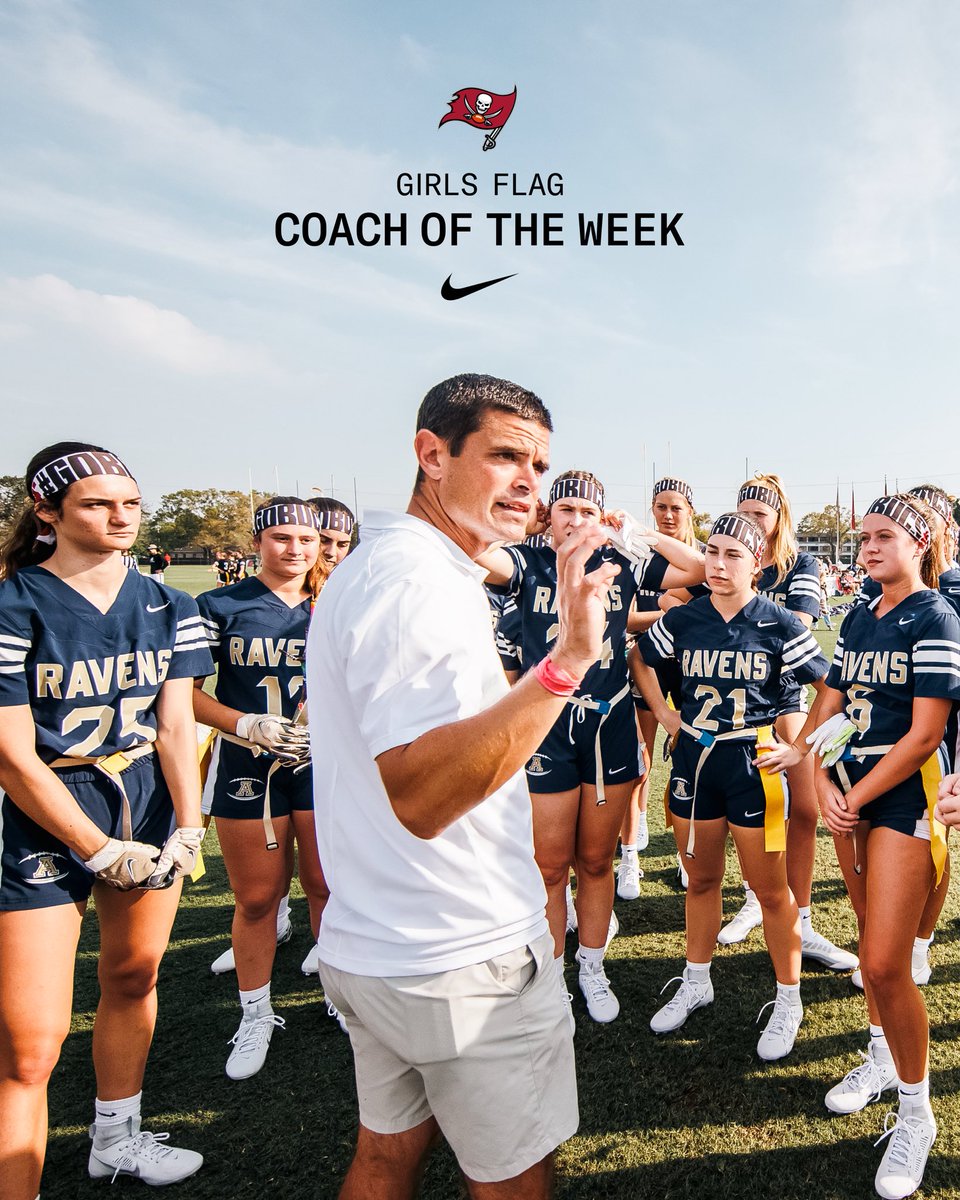 Congrats to @RavensFlagFB's @HernandezFlag for winning Coach of the Week! 👏 Winners receive a $2,000 grant from the Bucs Foundation & new gear from @usnikefootball to help maintain & upgrade their football program.