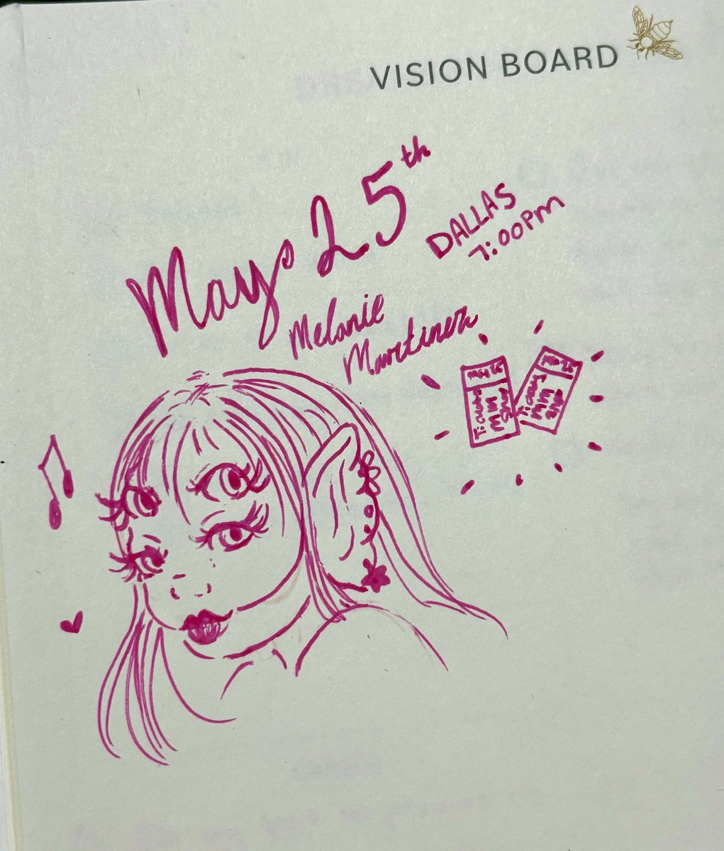 WildberryPopTrt's tweet photo. I’ll be going to the Trilogy Tour on May 25th with a really great friend, I’m pretty excited about it.
#melaniemartinez #concert #pinkink #music #doodle #visionboard #concert https://t.co/CCgEFIJRr8