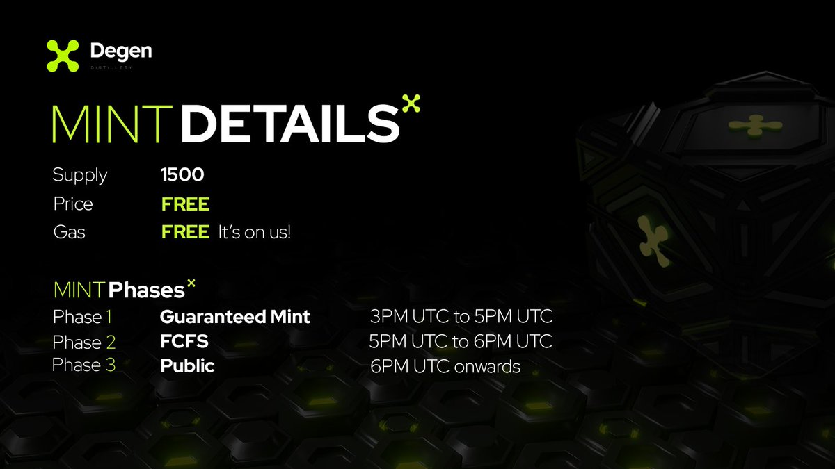 DegenDistillery's tweet photo. ORIGO X - FREE MINT Details! and we mean FREE. 

Gas is on us 🍻 $DRINK is on us 🥂

🧵 https://t.co/EfZVZk1FkH