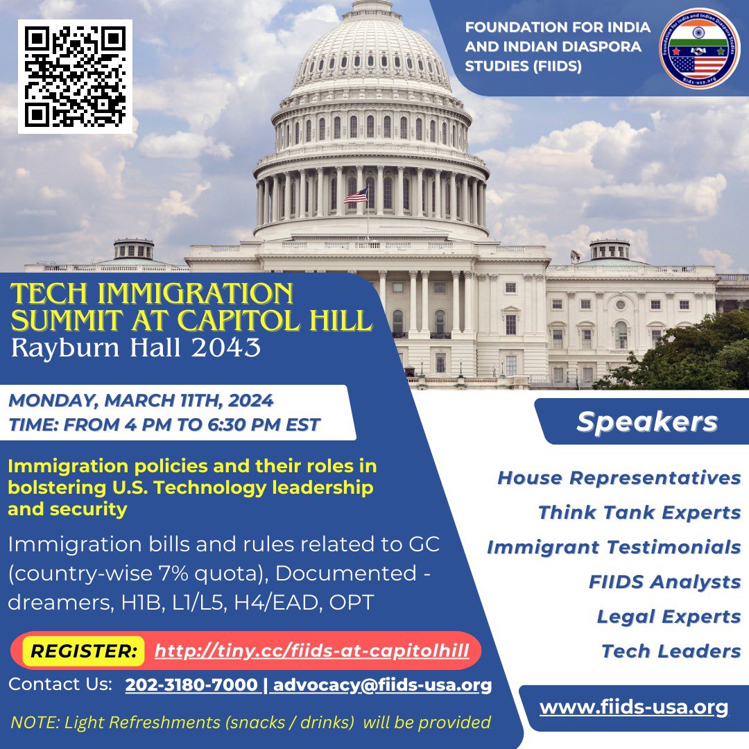 reachsudheer's tweet photo. Join Tech Immigration Summit on Capitol Hill-MAR 11th 2 explore hw immigration policies impact๐ฎ๐ณ tech industry. Hear 4m experts, policymakers n stakeholders
HW 2EnhanceUS competitiveness inTechnology#TechImmigration #IndianMigrants #USCompetitiveness
๐ https://t.co/S7Y0zRtdXa๐ https://t.co/aDxknfRN3T