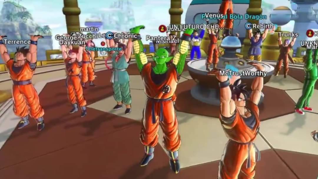 Multiples jugadores reunidos en Dragon Ball Xenoverse 2 para mostrar su respeto a Akira.