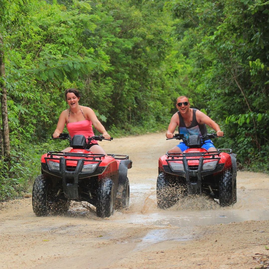 Plunge into the thrill at #LomaBonitaEcoPark on the #RutadeLosCenotes in @GoPuertoMorelos! 🌴🛵 Zoom through the jungle on ATVs, zip above the trees, and dive into #CenoteLasMojarras. Who's up for an adventure that cranks up the fun meter? 📷 IG lomabonitacancun @GoCaribeMex