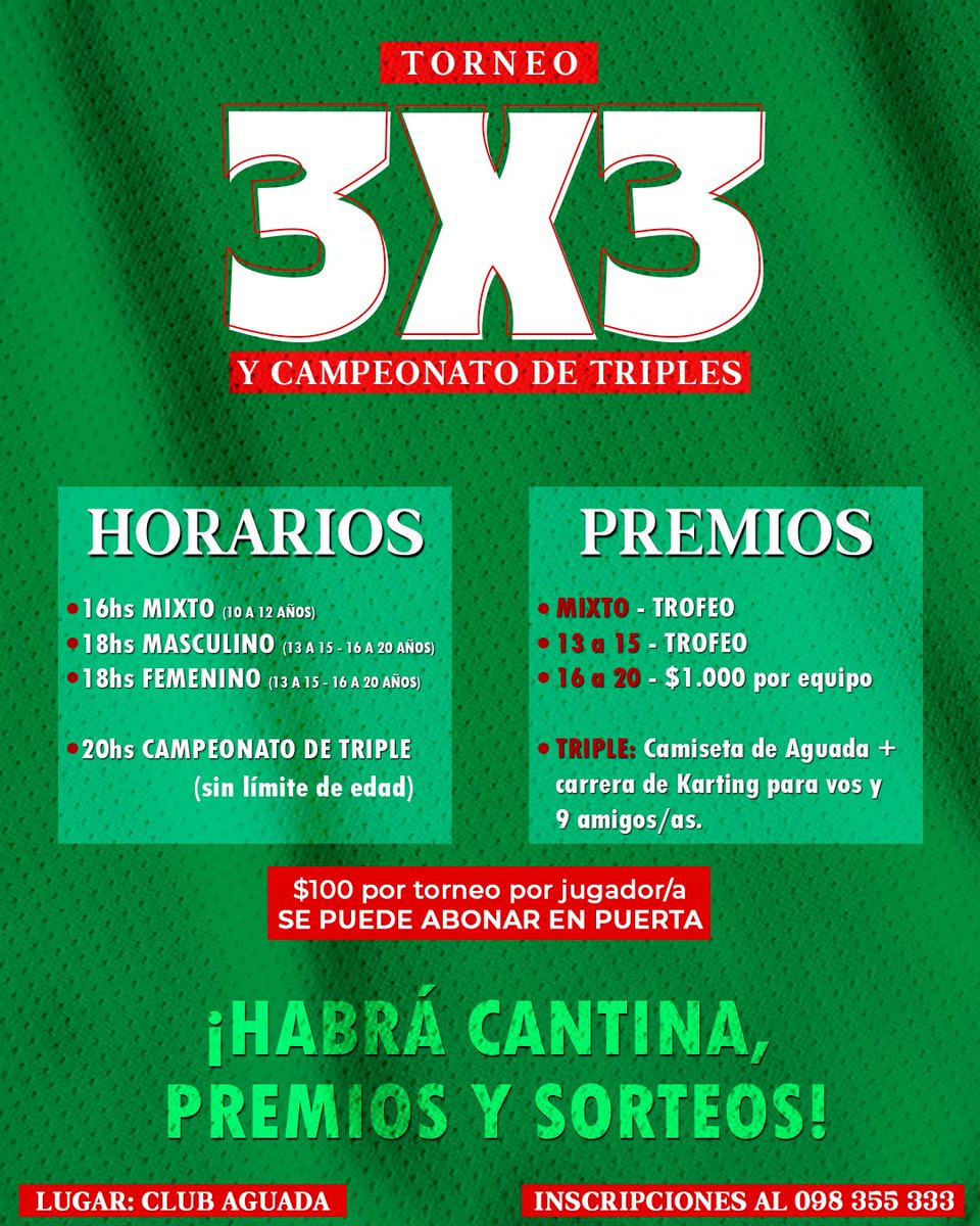 aguadaformativa's tweet photo. DOMINGO 🏀

Mañana en la tarde nos encontramos en el Club para disfrutar una tarde a puro básquet 3x3 y torneo de triples.

🏆 Los 3 mejores del torneo de triples jugarán una final ante Fede Pereiras y Anto Ugolini, jugadores de los planteles de LUB y LFB.

🤩 ¡Los/as esperamos! https://t.co/d5LHg8hErn