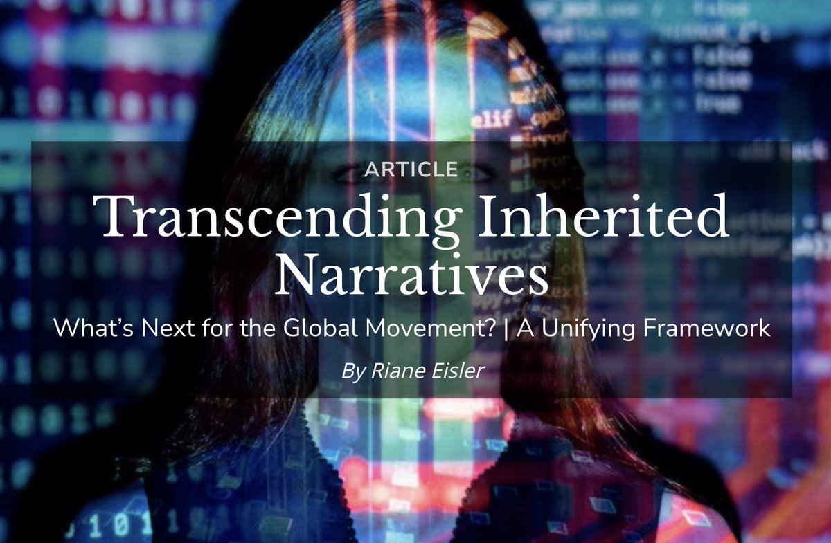 Riane Eisler writes on @TellusInstitute's @GT_Initiative 2024 blog: 'Diverse movements such as the environmental, racial justice, LGBTQ+ rights, and women’s empowerment movements require a unifying framework: a comprehensive partnership approach... 🧵