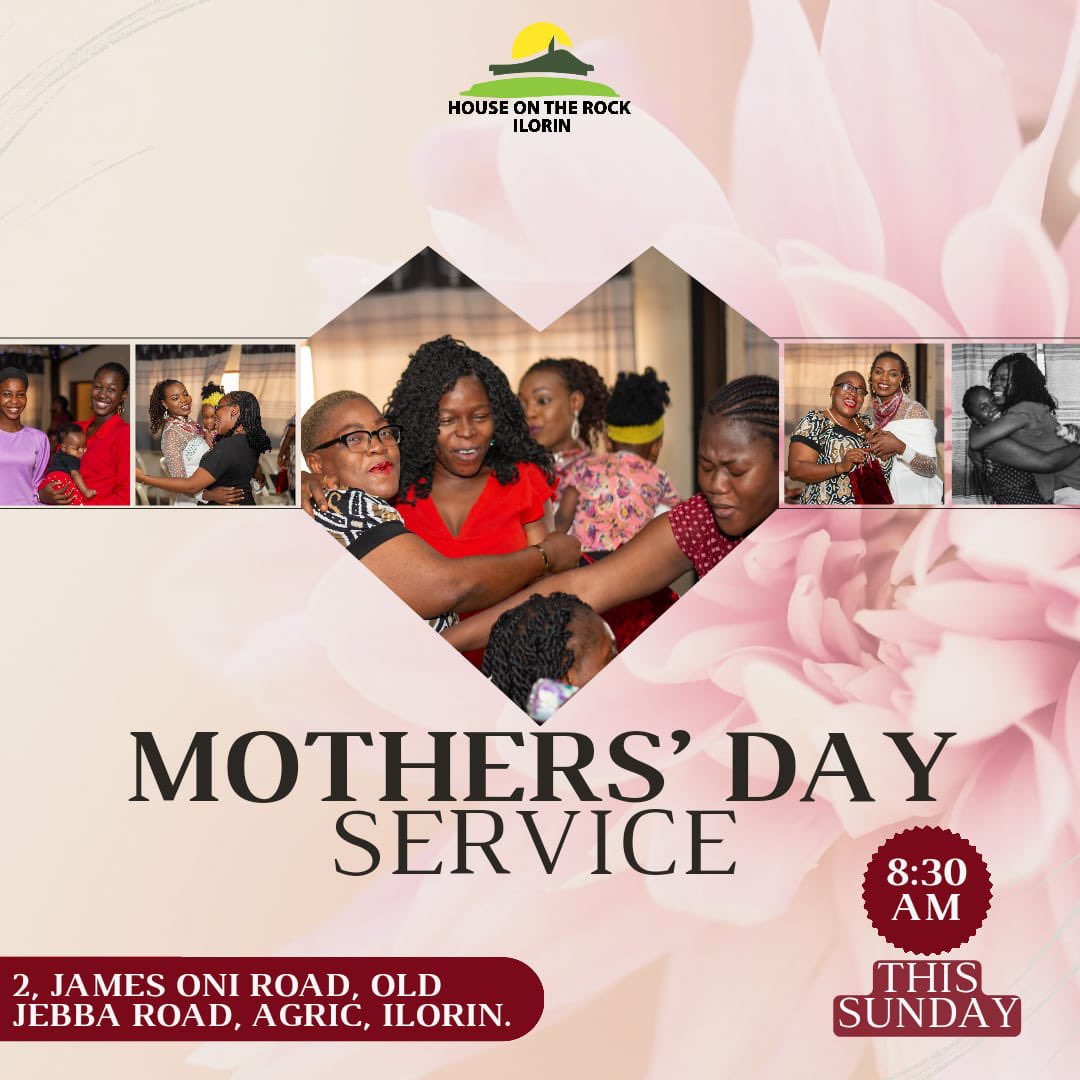 HOTR_Ilorin's tweet image. Join us in church tomorrow for a thankful time of Worship as we celebrate Our Mothers.

Time: 8.30 am
Venue: 2, James Oni Road, Off Old Jebba Road, Agric, Ilorin.

#ServiceInvite #HOTRService #HOTR #MothersDayService #IlorinChurch