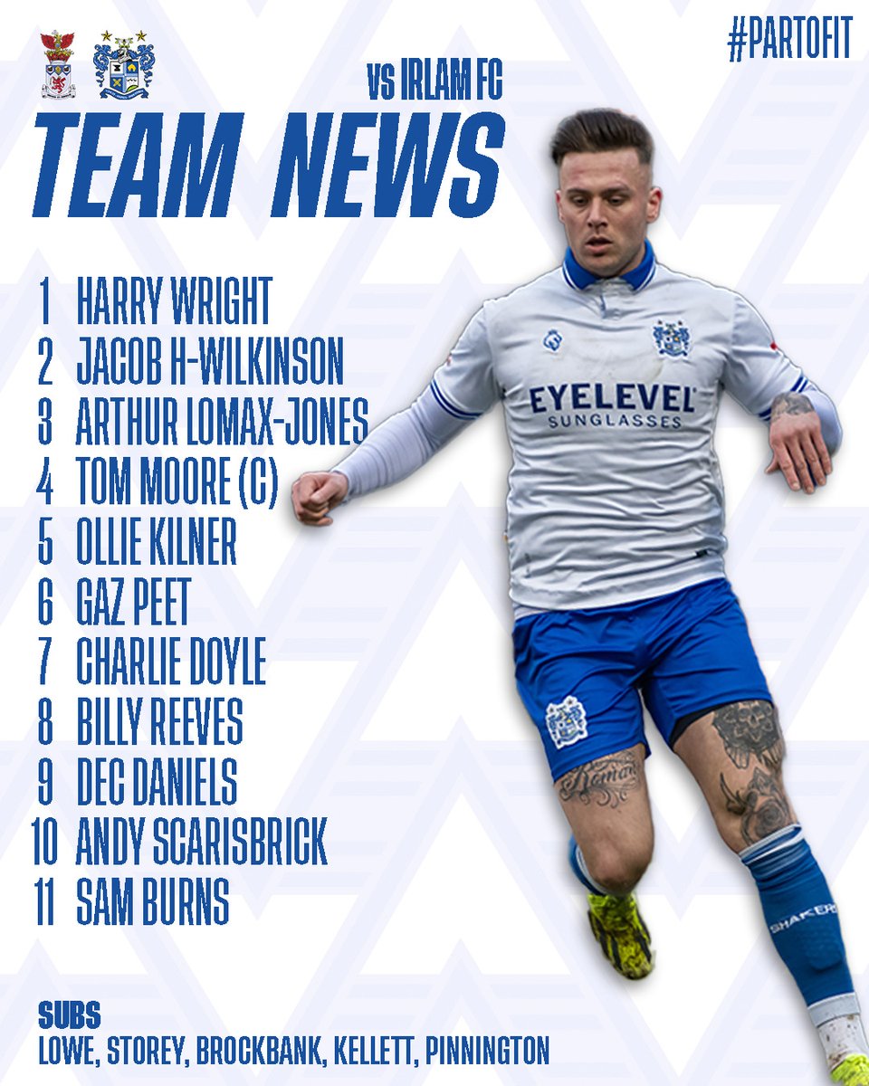 buryfcofficial's tweet image. ⚪🔵TEAM NEWS⚪🔵

Here is your Shakers team news for this afternoons match against Irlam FC!

LOUD &amp;amp; PROUD TODAY SHAKERS!!!

#BuryFC #9ToGo