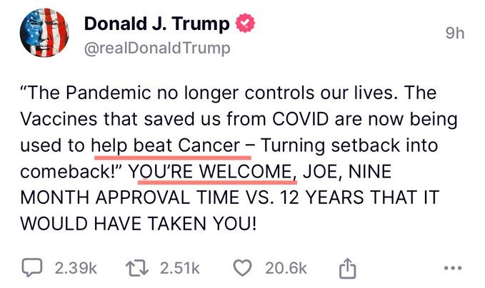 Prolotario1's tweet photo. Are We Doing This Again?

Did people forget that mainstream media vilified Donald Trump for trying to push Hydroxychloroquine? 

Did people forget that he did not advocate for any mandates that caused people to get the vaccine?

Did people forget that Donald Trump did not push for any lockdowns?

Did people forget that he literally had to threaten India to give him access to their alternative drug treatment that was not the MRNA death shot? 

Did people also forget that the reason D. Trump says the vaccine saved lives was because Scientists uncovered evidence that a substantial portion of the batches of the Pfizer COVID vaccine deployed in the EU were in fact placebos?

Did you know the link to the story that published this no longer works? Please ask yourselves why? 

Did you also forget The head nurse at the Medical Center in Ljubljana, Slovenia resigned and explained in front of the cameras what is in the vaccines?

Did you know she showed people the codes on the bottles where each contains 1, 2 or 3 digits in the code, and then explained the numbers? 

Do you want to know what she found?  Number 1 is the placebo, while the vial with the number 2 is the classic vaccine, and the ampoule number 3 contains an oncogene that is associated with the adenovirus and promotes the development of cancer. 

People ask yourself why you did not get this from mainstream media? Think about this for one second. Have you noticed the media does not vilify D. Trump when he speaks on how the vaccine saved lives? 

Do you think it is because they presumed that they bullied him enough to push their agenda of the vaccine that he no longer promotes Hydroxychloroquine because he is scared to be attacked?

Or do you think they do not know or are oblivious to the version of the vaccine that had the placebo but people will not notice because the media also talks about how it saved lives but dies not want to tell you how or why? 

Because if they were to that means that those doctors who were brought to court that gave their patients the placebo would be vindicated right? 

That would mean that there were multiple versions of the vaccine on the market that was pushed by the Cabal and the other manufactured by the US Military right? 

But why aren't you being given that info if mainstream and Donald Trump appear to be on the same page? I do not think so. And you also reading that knows this is not the case. 

Did you all notice everyone that has given commentary on this post from D. Trump just skips over that 12 year part without a care in the world? 

Did they not realize that the reason D. Trump brought this up was literally because our Deep State scientists were never going to come up with a vaccine until around 2030 when everyone would have probably been wiped out by then? 

What in the world these people think the lockdowns/Quarantine were for? Did they all not know we were never supposed to have those mandates lifted? This is why I be so disappointed in the conservatives. 

They just seem to never get it at all. Which is why it's so easy for lifelong Democrat to infiltrate "The MAGA Movement" and pretend they are apart of the Red Wave. They literally do not understand that "Operation Warpspeed" was designed to ensure we avoid having perpetual and indefinite lockdowns with mandated mask everywhere we went. 

Which was all supposed to last for those 12 years that Donald Trump brought up. But they are all so self righteous they need to feel like the ones who have the moral high ground because those likes they get after they post their nonsense would make them feel like they would have made a better choice because they actually think this whole charade was about the virus and vaccine. 

When we have been shown time and time again this was a political ploy no different then the Russian Collusion hoax, the tax fraud hoax, the J-6 hoax, the E. Jean Carroll hoax, etc. But if you listen to the conservatives long enough they would pick apart those cases and have people believe it actually had to do with a character flaw that made D. Trump make the wrong decision that put him in a compromising position that they hope he resolves before the establishment figures out a way to use his bad decision making against him again. (Roll Eyes)

Do you see the mass brainwashing we are dealing with here? This is why I believe the US Military should pull no punches when it comes to the ENS/EAS System when they inform the general public on what they were up against when it comes to the Khazarian Mafia. 

Can you imagine the scenario we were heading for if the alternative to what D. Trump did was allowed? 

Mandates Mask (In All Stores) Indefinitely. 

Vaccine Card Requirements (For Flights, Stores, Hotels, Homes, Vehicles, Malls, Theaters etc)

Business & Companies (Shutdown and moved overseas permanently)

No More Paper Currency (CBDC Only)

Theme Park Vax-Card (For Child)

Public School Vax Card) For Child

FEMA Camps for those who refused the vaccine. (Indefinitely)

Etc.

People I can go on and on about the hellish reality we were headed too. But you know what? I don't care anymore. You all want the red pill shoved up your a^*? I am pretty sure the US Military will have no problem. You do know they are preparing for this right? Why do you think the National Guard is being deployed in all subway stations in New York?

You have no idea about what is going to be revealed to you. And I am going to enjoy the shock and dismay. We deserve to pay for our ignorance of the true nature of this world. Because Father-Time is about to catch up with all of us. D. Trump will make sure of it. He has with everything else right? 

~Toodles

@ROYALMRBADNEWS
@SantaSurfing
@litecoin_bull 
@SpeakerJohnson