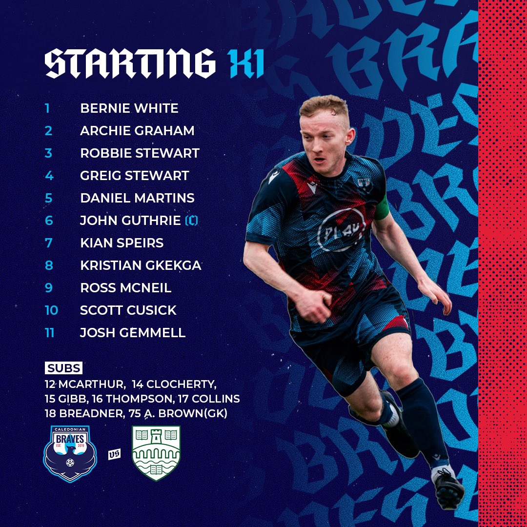 Caledonian Braves (@thebravesfc) on Twitter photo 🚨 Team news!
🧱 Greig back in defence
🪄 Kian on the wing
💥 Josh remains in attack
How we start to face at <a href="/StirlingUniFC/">University of Stirling Football Club</a> 🚨 Team news!
🧱 Greig back in defence
🪄 Kian on the wing
💥 Josh remains in attack
How we start to face at <a href="/StirlingUniFC/">University of Stirling Football Club</a>