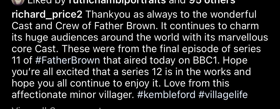 Pinkienonpilot's tweet photo. Woohoo looks like we’re getting a series 12 of #fatherbrown and we’ll get to see the fabulous @johnburtons
Will we also get #johnlight ? https://t.co/0Zs3k3Pg1a
