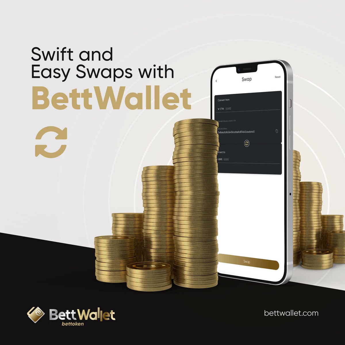 bettwallet's tweet photo. Swift and Easy Swaps with BettWallet! 🔄💼 

Swap your crypto assets effortlessly, shape your earnings with instant results. With BettWallet's user-friendly interface, crypto swaps are now simpler and faster than ever! 🌐💱 

#BettWallet #CryptoSwaps #FastTransactions https://t.co/IxPnFu5qPP