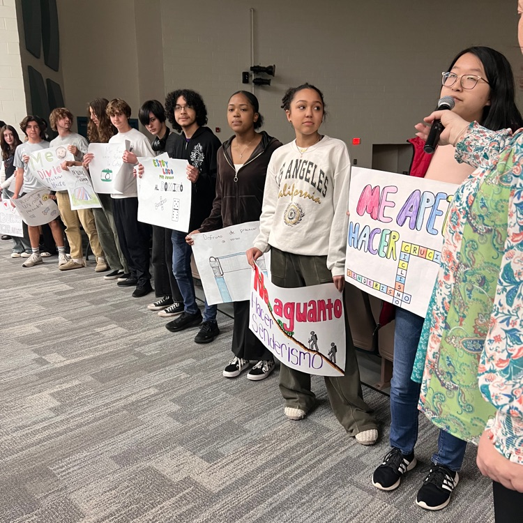 WeAreHickory's tweet image. World Language students ended World Language Week with a fun Word Parade and World Language Trivia ✨ It was great to see the creativity and pride! #worldlanguages #leadwithlanguage